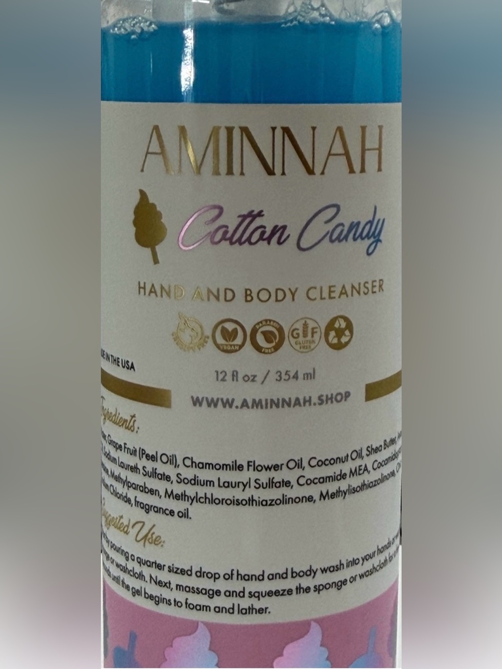 AMINNAH “Cotton Candy” Hand & Body Cleanser and 2 Lip Glosses NEW - Picture 4 of 8